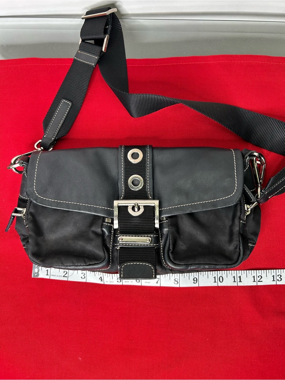 Prada Vintage Purse Nylon Leather Tessuto Silver Tone Hardware Accent - Picture 5 of 16